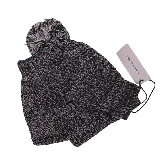 Rebecca Minkoff Marled Beanie & Arm Warmer Set In Black - NWT - Picture 1 of 7